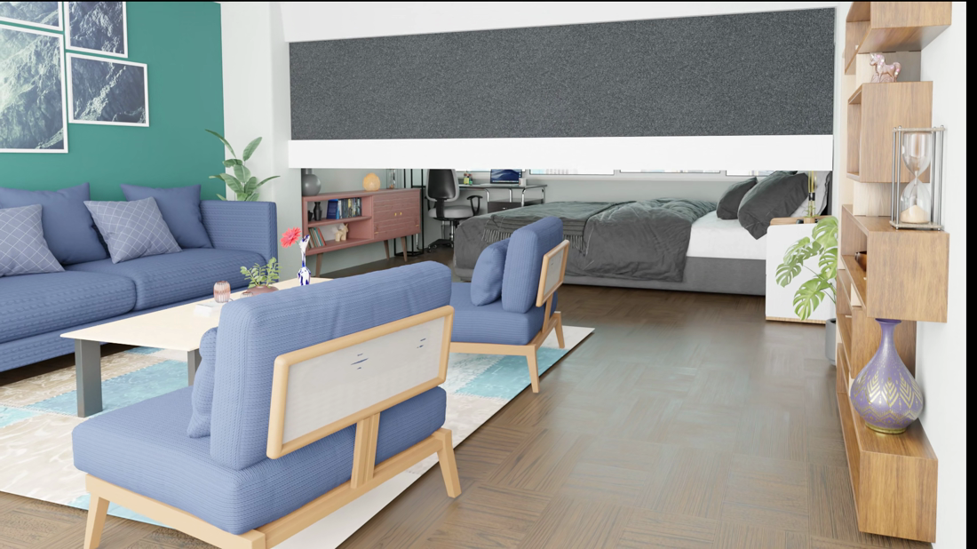 Modern open-plan room designed for adaptable spaces