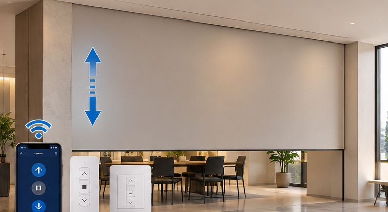 Concept illustration of Electric Rolling Walls with Smart Controls: vertically moving wall system